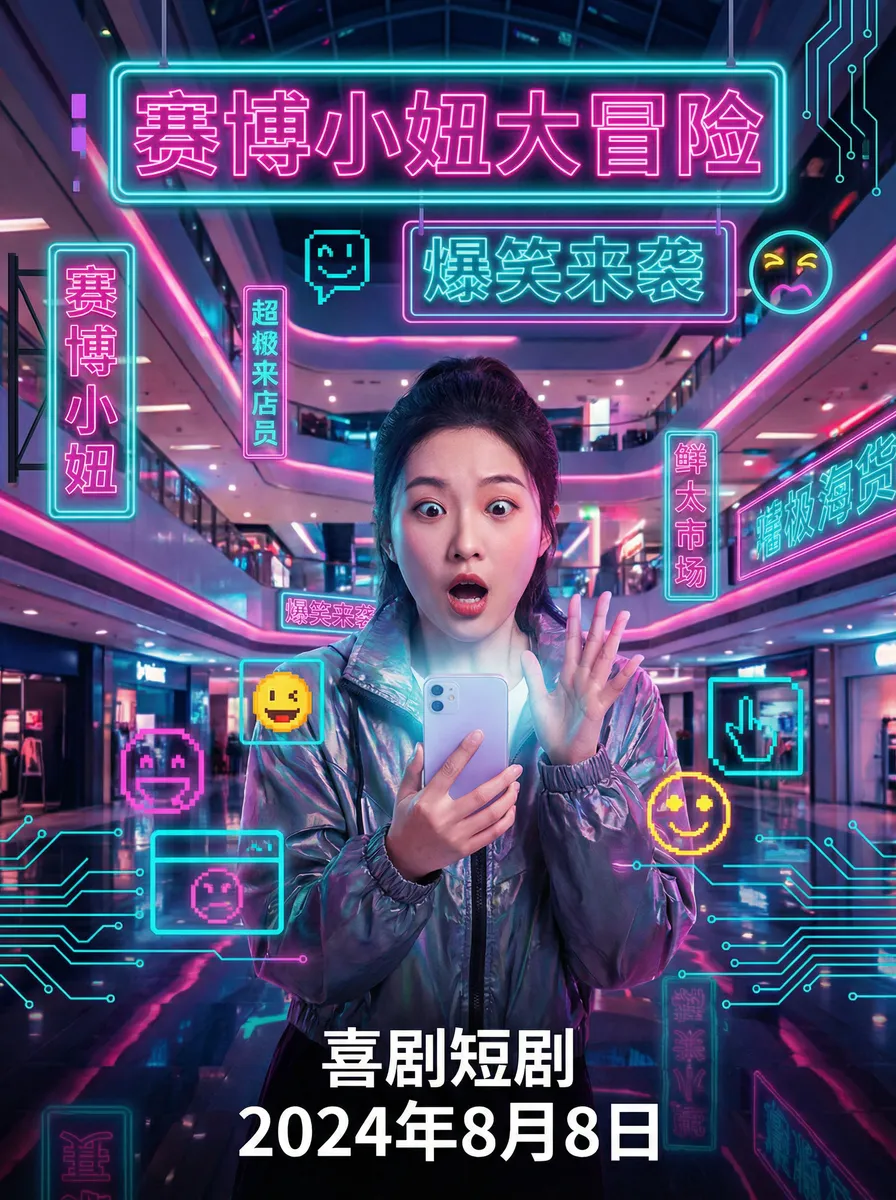 星美织 搞笑喜剧短剧 - 赛博小妞大冒险海报